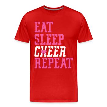 Cheer Cheerleading Eat Sleep Cheer - Men's Premium Organic T-Shirt - red - Front - Damien (186cm)
