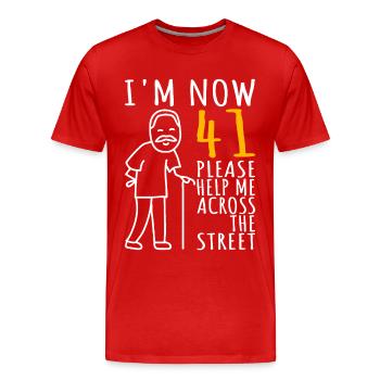 41st birthday Man 41st I am now 41 years old - Men's Premium Organic T-Shirt - red - Front - Damien (186cm)