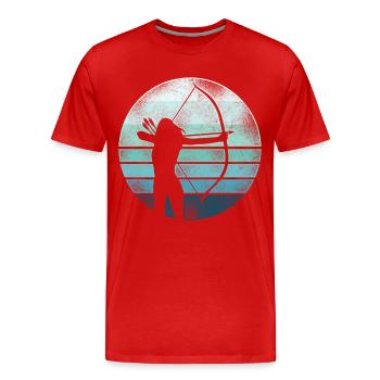 Archery Bow Archer Girl Retro - Männer Premium Bio T-Shirt - Rot - Vorne - Damien (186cm)