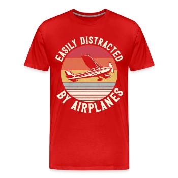 Airplane Pilot Vintage Retro - Men's Premium Organic T-Shirt - red - Front - Damien (186cm)