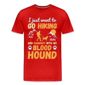 Hiking and trekking with Bloodhound - Men's Premium Organic T-Shirt - red - Front - Damien (186cm)