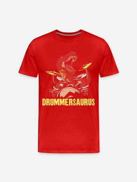 Drummer Drum Set Dinosaur T-Rex - Men's Premium Organic T-Shirt - red