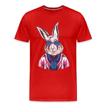 Bisexual Bi Pride Flag Rabbit - Männer Premium Bio T-Shirt - Rot - Vorne - Damien (186cm)