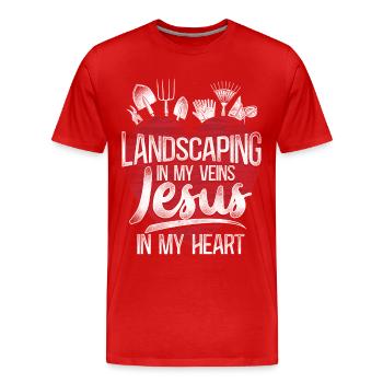Landscaper Landscaping Landscape - Men's Premium Organic T-Shirt - red - Front - Damien (186cm)