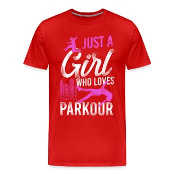 Parkour Free Running Traceur Girl - Men's Premium Organic T-Shirt - red - Front - Damien (186cm)