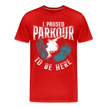 Parkour Free Running Traceur - Men's Premium Organic T-Shirt - red - Front - Damien (186cm)