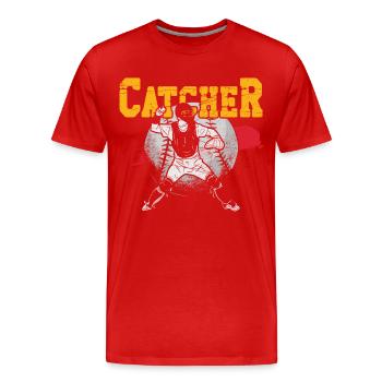 Baseball Fan Catcher Vintage - T-shirt bio Premium Homme - rouge - Devant - Damien (186cm)