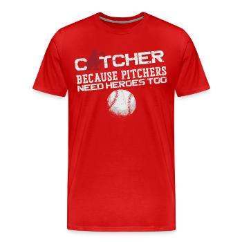 Baseball Fan Catcher Vintage - T-shirt bio Premium Homme - rouge - Devant - Damien (186cm)