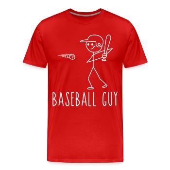 Baseball Fan Stick Figure Man - Men's Premium Organic T-Shirt - red - Front - Damien (186cm)