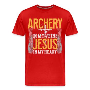 Archer Archer Archer Jésus Foi - T-shirt bio Premium Homme - rouge - Devant - Damien (186cm)