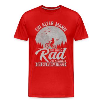 Fahrrad Opa Radfahrer Fahrradfahren Rentner E-Bike - Männer Premium Bio T-Shirt - Rot - Vorne - Damien (186cm)