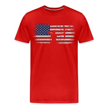Archer Archer Archer Usa Américain - T-shirt bio Premium Homme - rouge - Devant - Damien (186cm)