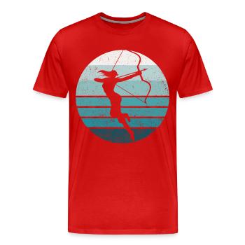 Archery Bow Archer Girl Retro - Männer Premium Bio T-Shirt - Rot - Vorne - Damien (186cm)