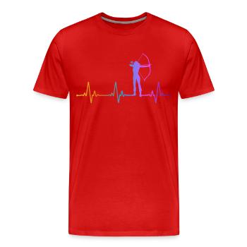 Archery Bow Archer Girl Heartbeat - Männer Premium Bio T-Shirt - Rot - Vorne - Damien (186cm)
