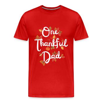 Thankful Dad Papa Autumn Leaves Gratitude - Men's Premium Organic T-Shirt - red - Front - Damien (186cm)