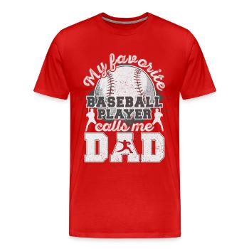 Baseball Dad Papa Vater Baseballspieler Geschenk - Männer Premium Bio T-Shirt - Rot - Vorne - Damien (186cm)