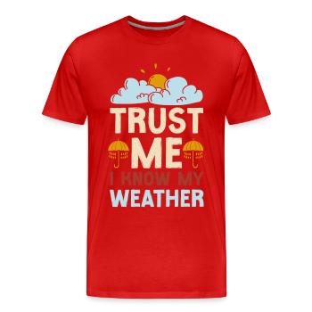 Météorologue Prévisions météorologiques - T-shirt bio Premium Homme - rouge - Devant - Damien (186cm)