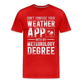 Météorologue Prévisions météorologiques - T-shirt bio Premium Homme - rouge - Devant - Damien (186cm)