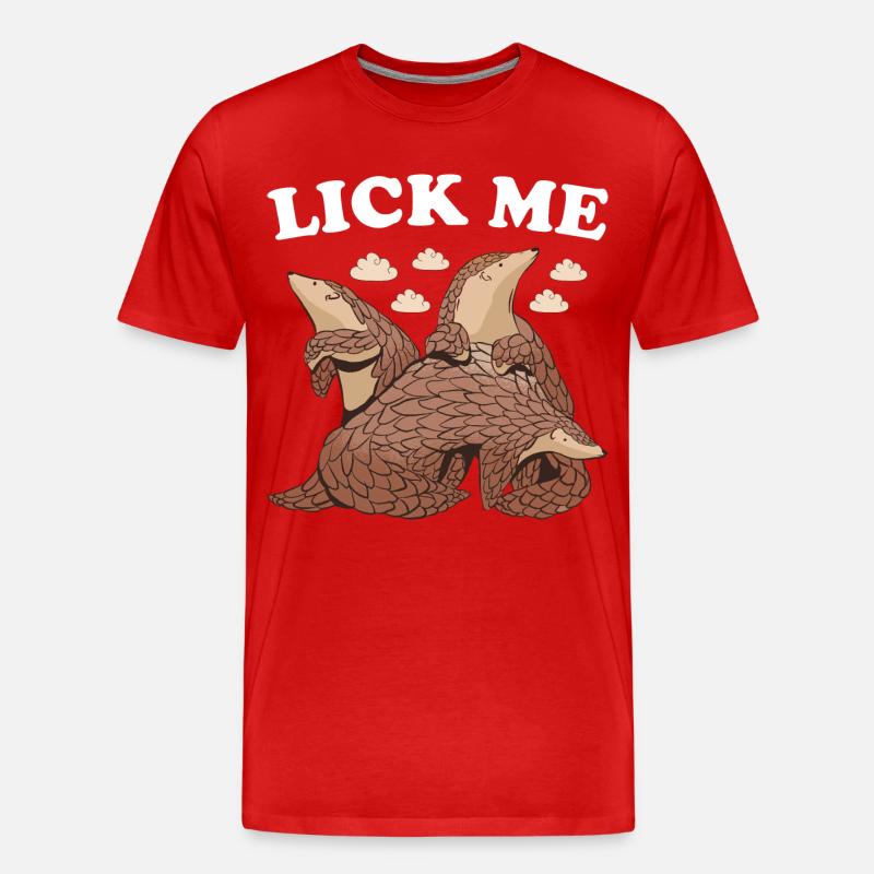 Lick Me Pangolin - Männer Premium Bio T-Shirt - Rot