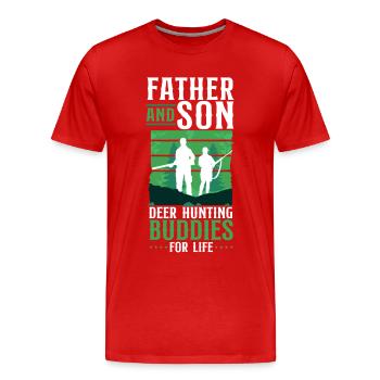 Cerf chasse chasseur père - T-shirt bio Premium Homme - rouge - Devant - Damien (186cm)