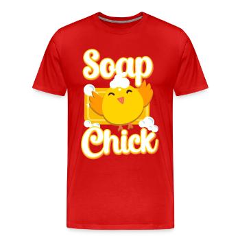 Fabrication de savon Artisanat Savon de poulet - T-shirt bio Premium Homme - rouge - Devant - Damien (186cm)