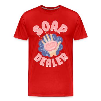 Fabrication de savon Artisanat Marchand de savon - T-shirt bio Premium Homme - rouge - Devant - Damien (186cm)