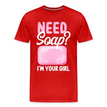Fabrication de savon Artisanat Besoin de savon? - T-shirt bio Premium Homme - rouge - Devant - Damien (186cm)