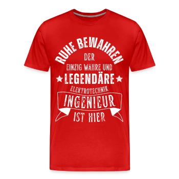 Legendärer Elektrotechnik Ingenieur ist hier Beruf - Männer Premium Bio T-Shirt - Rot - Vorne - Damien (186cm)