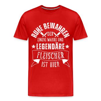 Legendärer Fleischer Beruf Metzger Schlachter - Männer Premium Bio T-Shirt - Rot - Vorne - Damien (186cm)