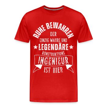 Legendärer Konstruktionsingenieur ist hier Beruf - Männer Premium Bio T-Shirt - Rot - Vorne - Damien (186cm)