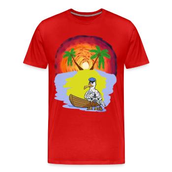 Ahoi Caribbean Island Bateau à rames Seagull Captain Trip - T-shirt bio Premium Homme - rouge - Devant - Damien (186cm)