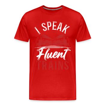 Steam Train Driver Trainspotting - Men's Premium Organic T-Shirt - red - Front - Damien (186cm)