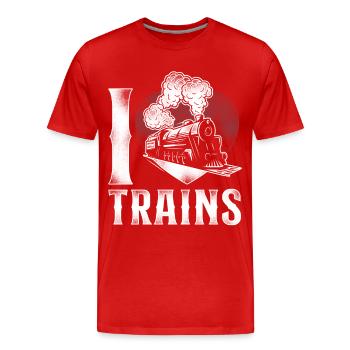 Steam Train Driver Trainspotting - Men's Premium Organic T-Shirt - red - Front - Damien (186cm)