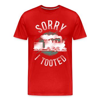 Steam Train Driver Trainspotting - Men's Premium Organic T-Shirt - red - Front - Damien (186cm)