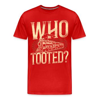 Steam Train Driver Trainspotting - Men's Premium Organic T-Shirt - red - Front - Damien (186cm)