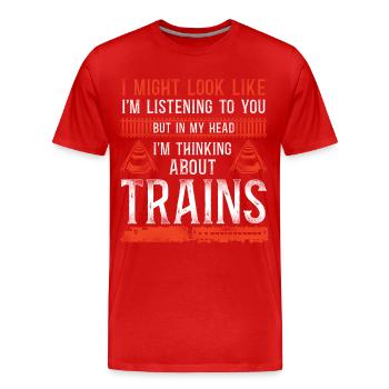 Conducteur de train diesel de marchandises - T-shirt bio Premium Homme - rouge - Devant - Damien (186cm)