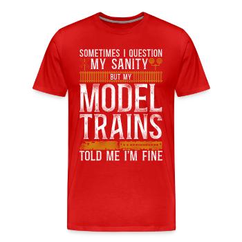 Conducteur de train diesel de marchandises - T-shirt bio Premium Homme - rouge - Devant - Damien (186cm)