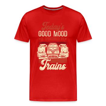 Conducteur de train diesel de marchandises - T-shirt bio Premium Homme - rouge - Devant - Damien (186cm)
