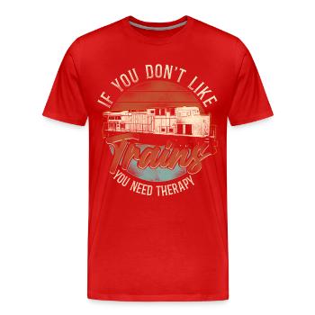 Conducteur de train diesel de marchandises - T-shirt bio Premium Homme - rouge - Devant - Damien (186cm)
