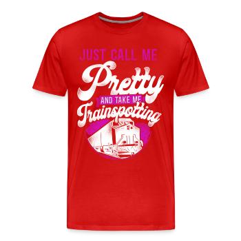 Conducteur de train diesel de marchandises - T-shirt bio Premium Homme - rouge - Devant - Damien (186cm)