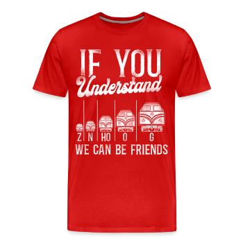 Conducteur de train diesel de marchandises - T-shirt bio Premium Homme - rouge - Devant - Damien (186cm)