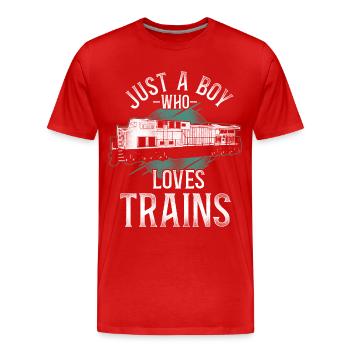 Conducteur de train diesel de marchandises - T-shirt bio Premium Homme - rouge - Devant - Damien (186cm)