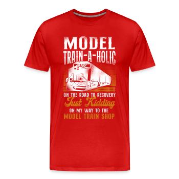 Conducteur de train diesel de marchandises - T-shirt bio Premium Homme - rouge - Devant - Damien (186cm)