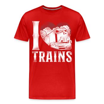 Conducteur de train diesel de marchandises - T-shirt bio Premium Homme - rouge - Devant - Damien (186cm)