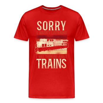 Conducteur de train diesel de marchandises - T-shirt bio Premium Homme - rouge - Devant - Damien (186cm)