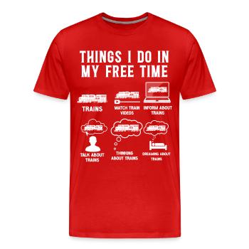 Conducteur de train diesel de marchandises - T-shirt bio Premium Homme - rouge - Devant - Damien (186cm)