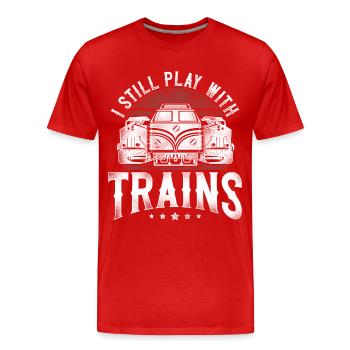 Conducteur de train diesel de marchandises - T-shirt bio Premium Homme - rouge - Devant - Damien (186cm)