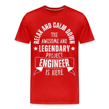 Legendary project engineer is a profession here - Men's Premium Organic T-Shirt - red - Front - Damien (186cm)