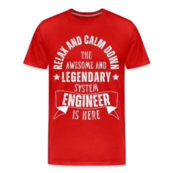 Legendary system engineer is a profession here - Men's Premium Organic T-Shirt - red - Front - Damien (186cm)