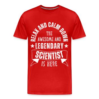 Détendez-vous le scientifique légendaire est rétro ici - T-shirt bio Premium Homme - rouge - Devant - Damien (186cm)